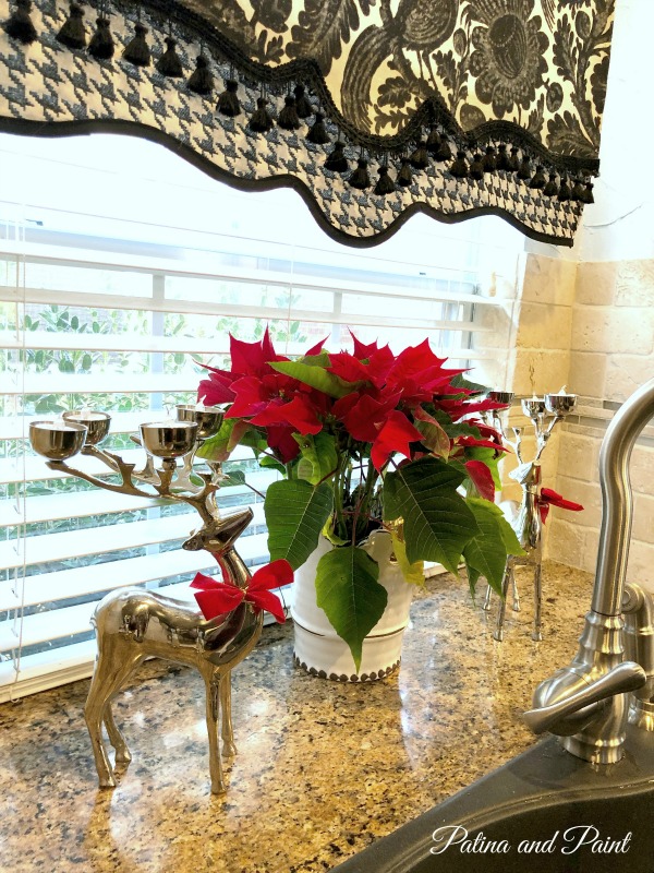 black, white and red Christmas kitchen