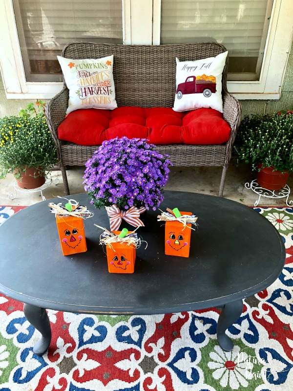 pumpkins, asters, pillows