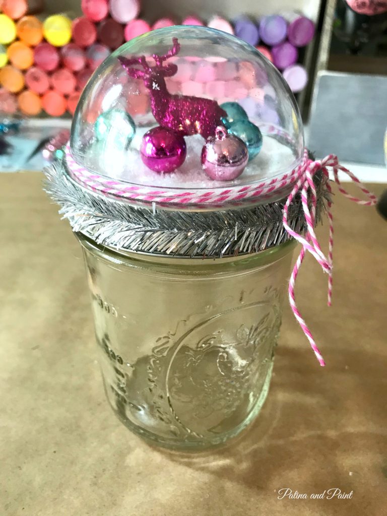 Mason jar snow globe