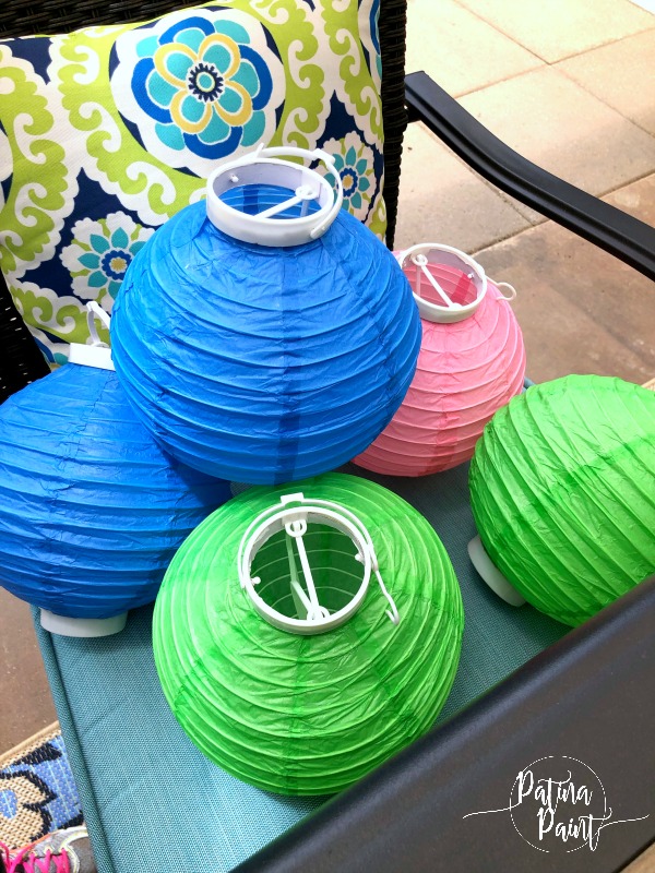 Paper lanterns in the garden