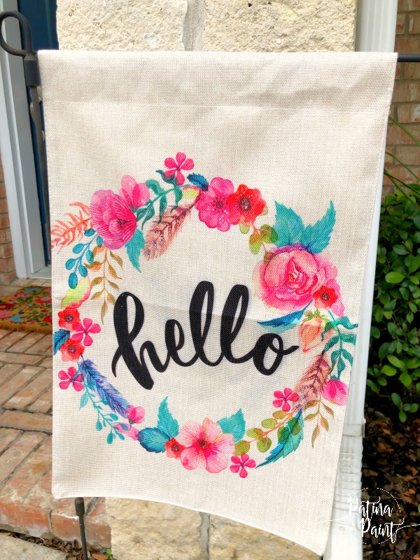hello garden flag