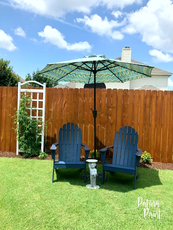 adirondak chairs, umbrella