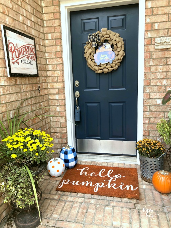 Navy and orange fall front porch