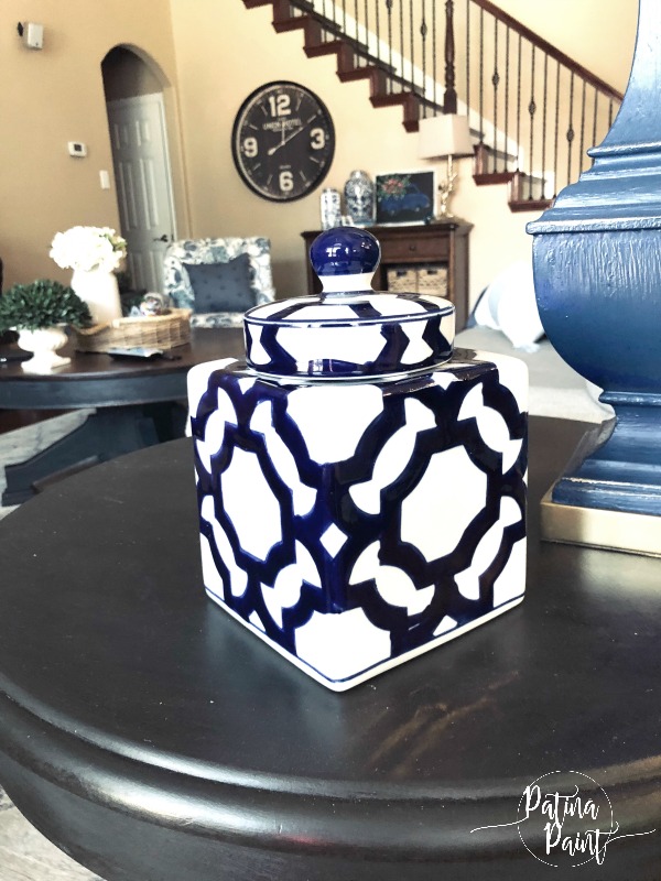 blue and white jar