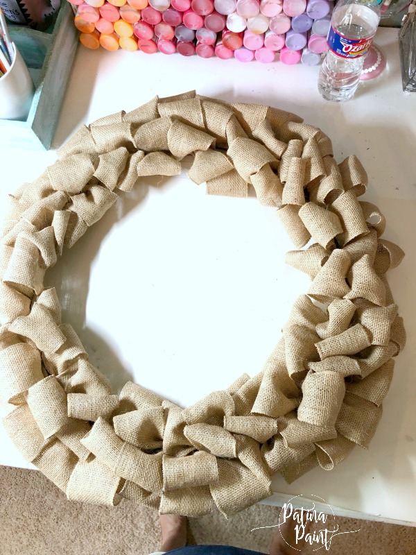Burlap ribbon wreath