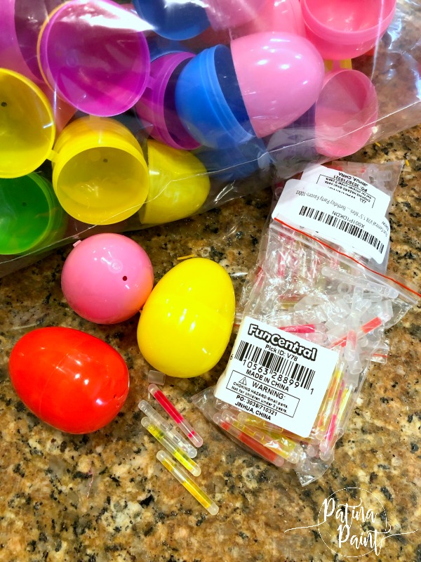 eggs, glow sticks