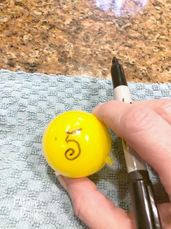 egg, sharpie, number