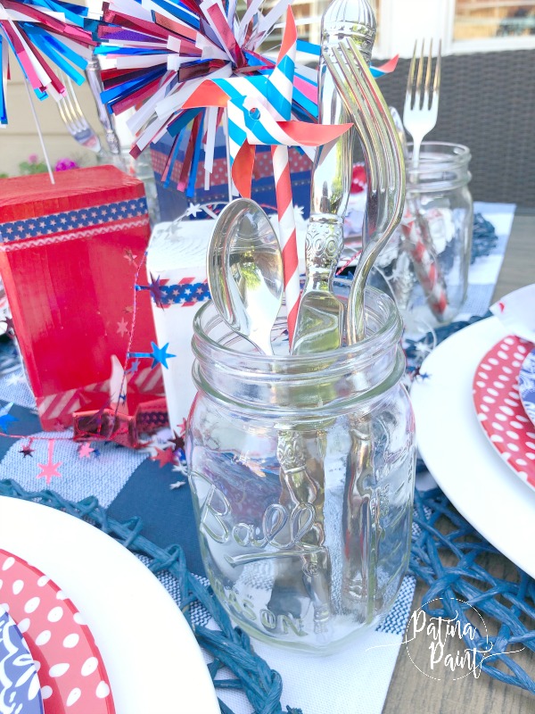 mason jar with silverware