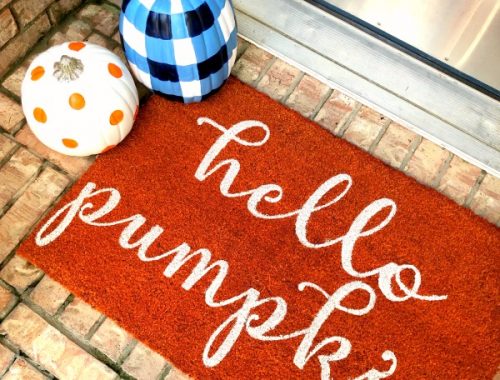 Painted Pumpkins and door mat