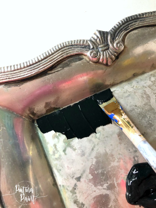 painting a silver tray black