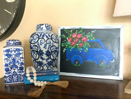 truck, painting, chinoiserie vases