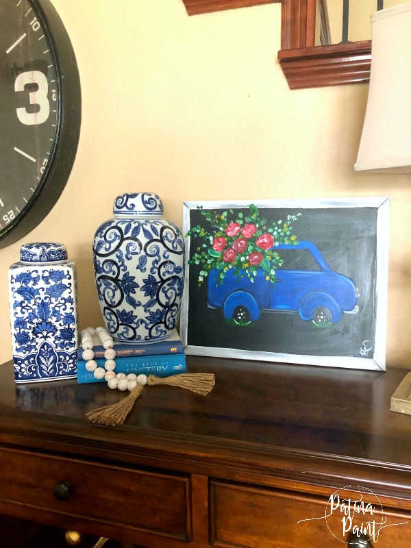 truck, painting, chinoiserie vases