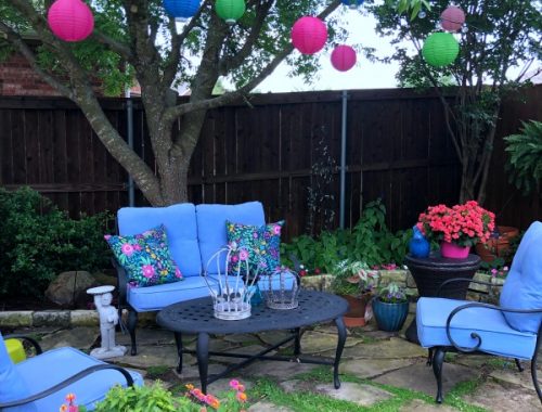 paper lanterns in the garden