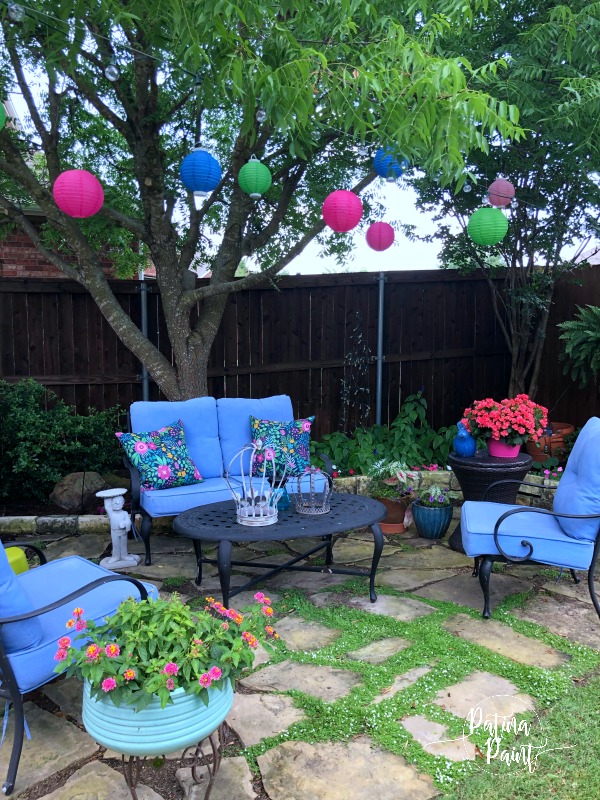 paper lanterns in the garden