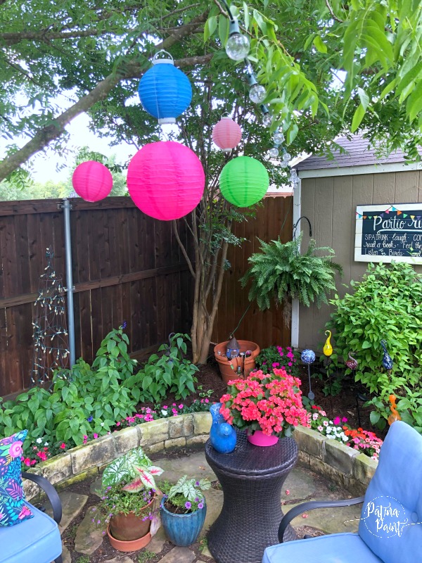 paper lanterns in the garden