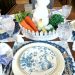 blue and white bunny plate