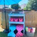 umbrella, pool, baskets